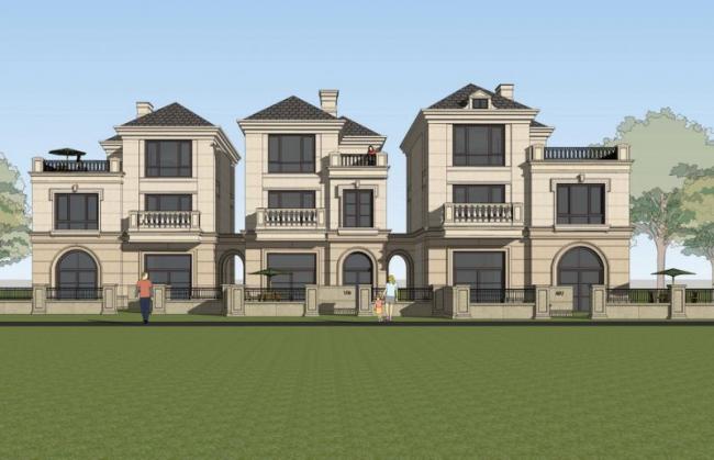 Sketchup别墅模型|独栋别墅，法式风格古典风格