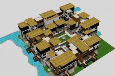 Sketchup别墅模型|联排别墅，东南亚风格-BIM建筑网