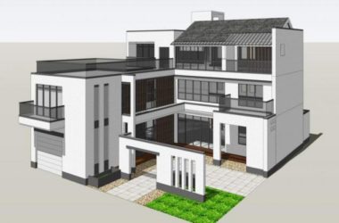 Sketchup别墅模型|独栋别墅，中式风格-BIM建筑网