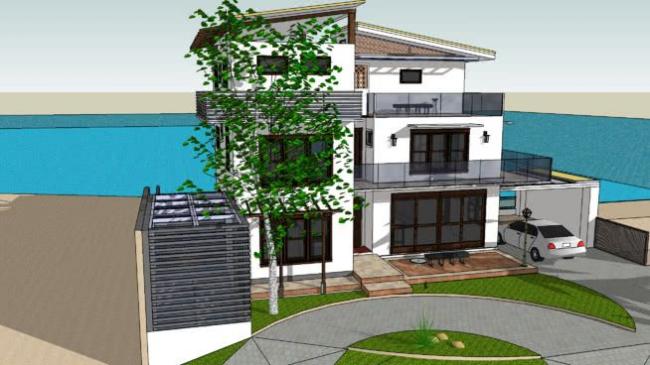Sketchup别墅模型|独栋别墅，海滨别墅，现代风格