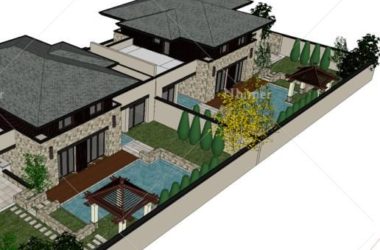 Sketchup别墅模型|万科郡西独栋别墅，古典风格-BIM建筑网
