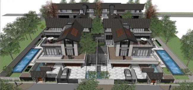 Sketchup别墅模型|联排别墅，中式风格