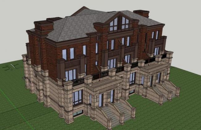 Sketchup别墅模型|叠拼别墅，西方古典风格