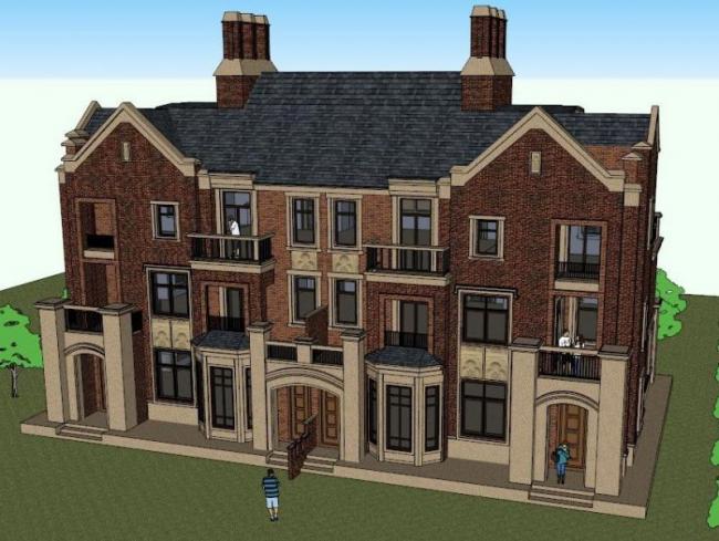 Sketchup别墅模型|联排别墅，英式古典风格