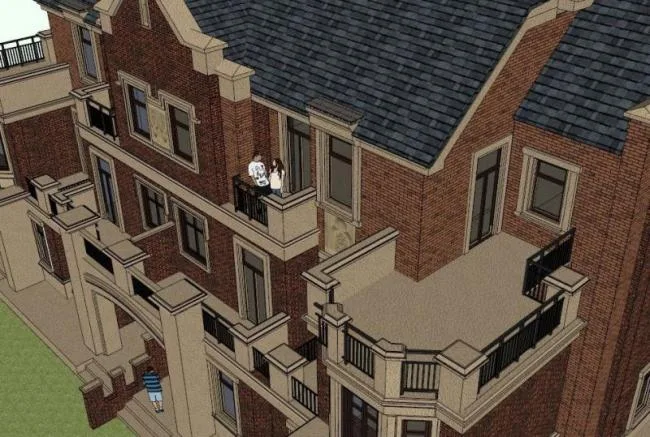 Sketchup别墅模型|联排别墅，英式古典风格