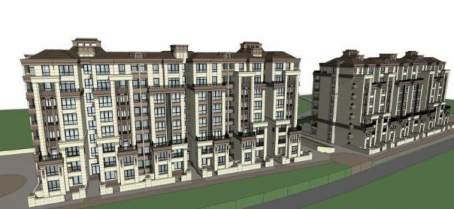 Sketchup别墅模型|联排别墅,新古典风格