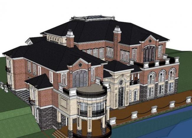 Sketchup别墅模型|叠拼别墅，欧式古典风格