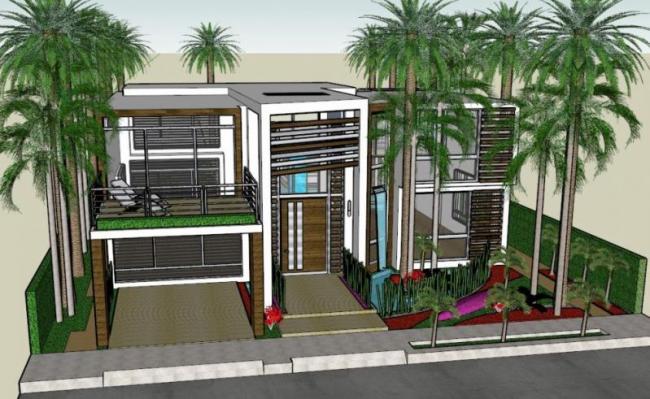 Sketchup别墅模型|独栋别墅，现代风格