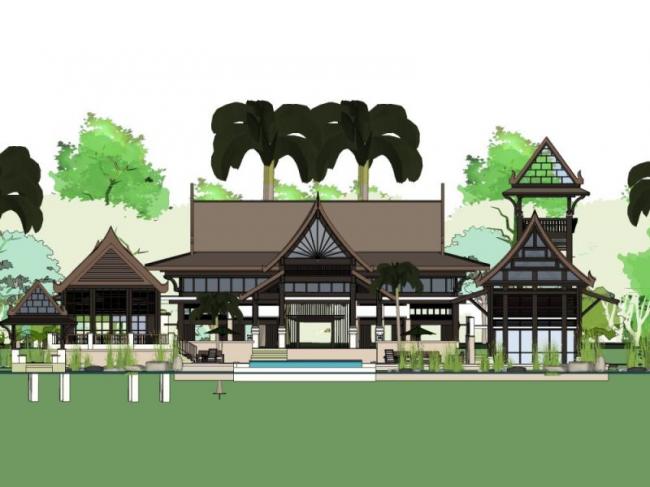 Sketchup别墅模型|独栋别墅，古典风格