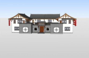 Sketchup别墅模型|独栋别墅，中式风格-BIM建筑网
