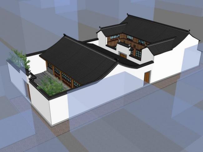 Sketchup别墅模型|别墅，中式风格