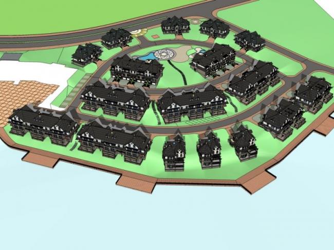 Sketchup别墅模型|别墅群，联排别墅，古典风格