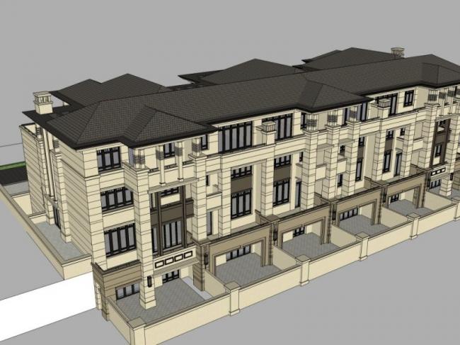 Sketchup别墅模型|联排别墅，欧式风格，古典风格
