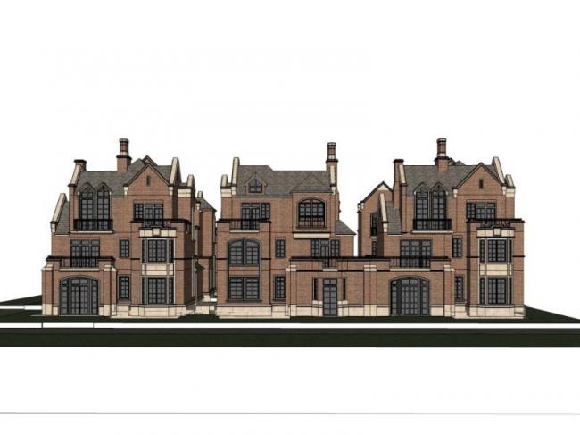 Sketchup别墅模型|联排别墅，古典风格