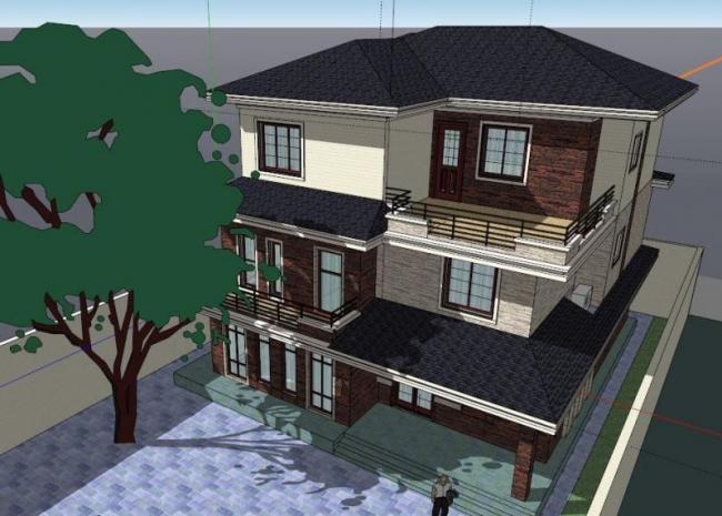 Sketchup别墅模型|独栋别墅，现代风格