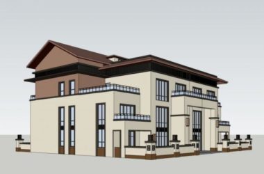 Sketchup别墅模型|独栋别墅，现代中式风格-BIM建筑网