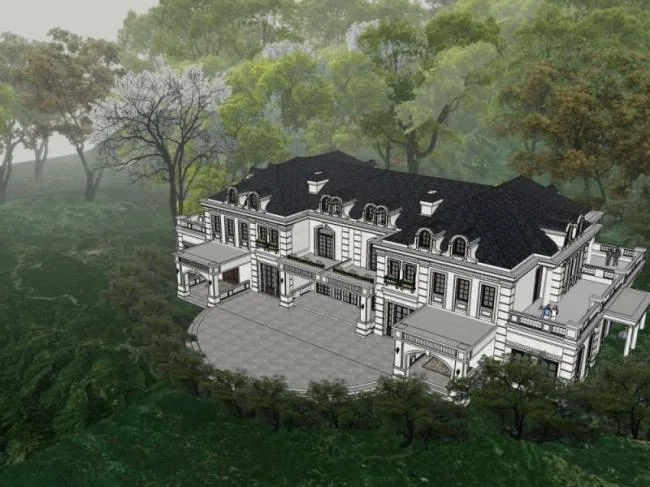 Sketchup别墅模型|叠拼别墅，古典风格