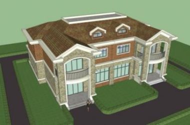 Sketchup别墅模型|双拼别墅，西方新古典-BIM建筑网