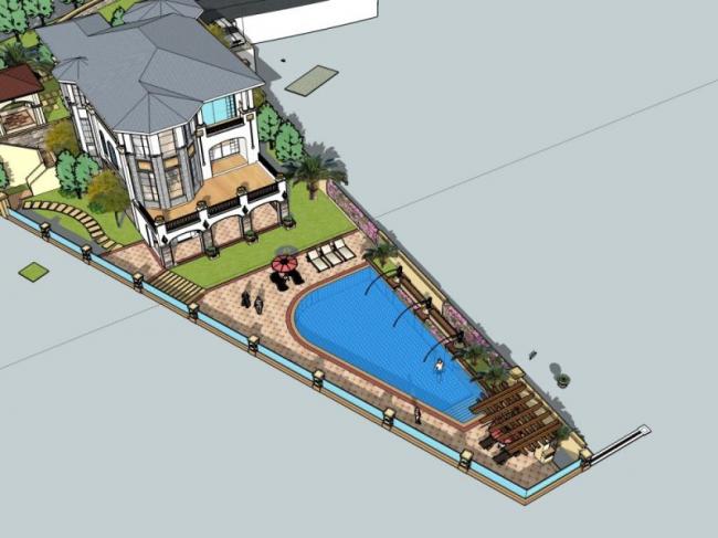 Sketchup别墅模型|独栋别墅，古典风格