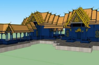 Sketchup别墅模型|东南亚亭子，一层-BIM建筑网