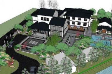 Sketchup别墅模型|叠拼别墅，私家园林，现代中式风格-BIM建筑网