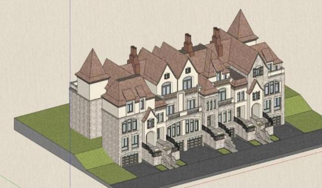 Sketchup别墅模型|联排别墅，古典风格