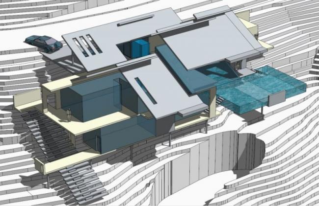Sketchup别墅模型|坡地别墅，独栋别墅，现代风格