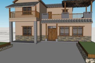 Sketchup别墅模型|独栋别墅，中式风格-BIM建筑网