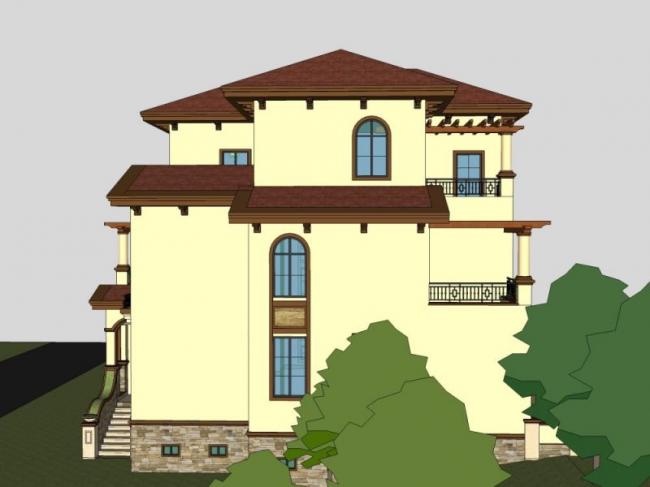 Sketchup别墅模型|独栋别墅，古典风格