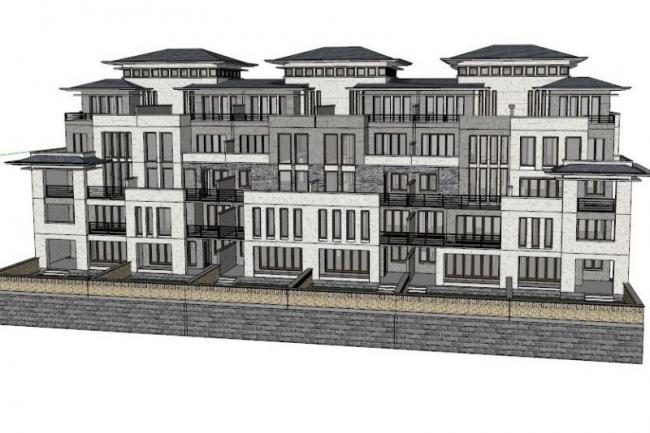 Sketchup别墅模型|联排，叠拼别墅，现代风格
