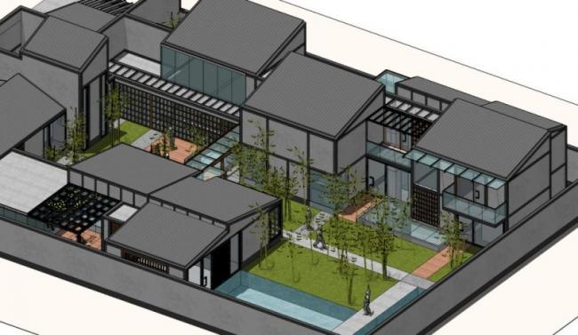 Sketchup别墅模型|别墅群，现代中式风格