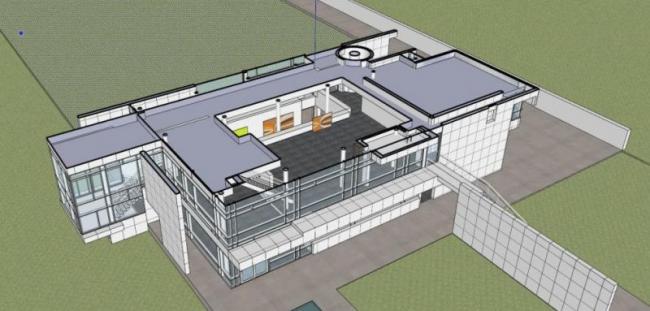 Sketchup别墅模型|独栋别墅，白色派理查德·迈耶