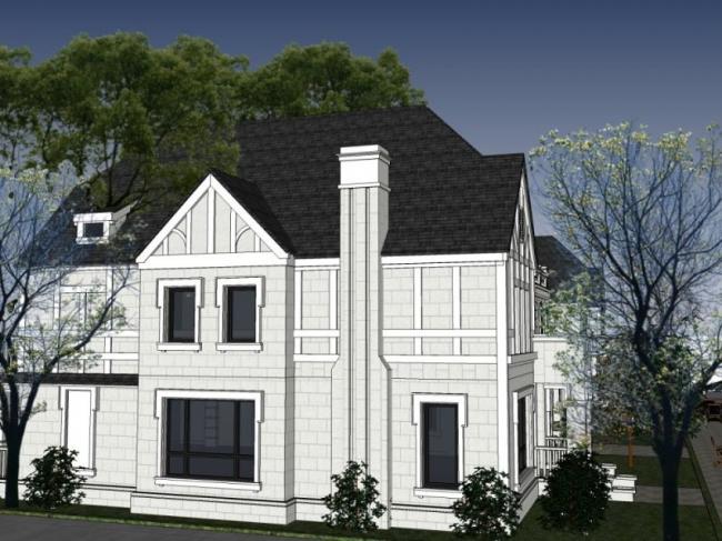 Sketchup别墅模型|联排别墅，古典风格