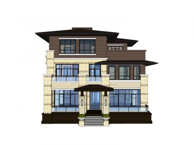 Sketchup别墅模型|叠拼别墅，现代风格