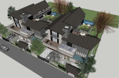 Sketchup别墅模型|双拼别墅,现代中式风格-BIM建筑网
