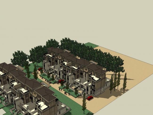 Sketchup别墅模型|联排别墅，现代风格
