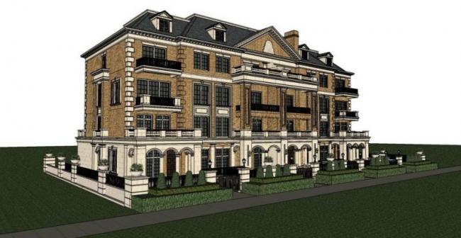 Sketchup别墅模型|联排别墅，古典风格