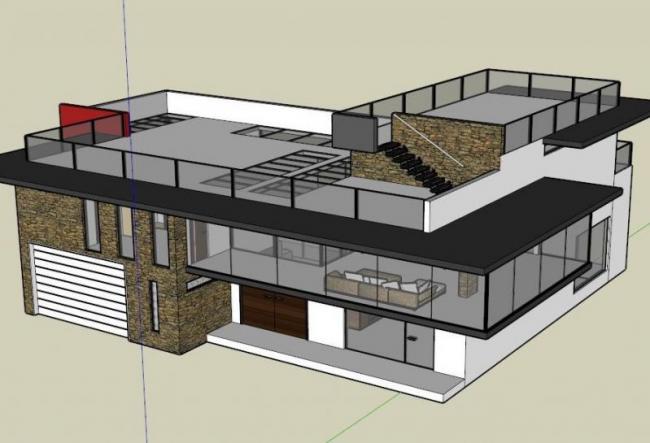 Sketchup别墅模型|独栋别墅，现代风格