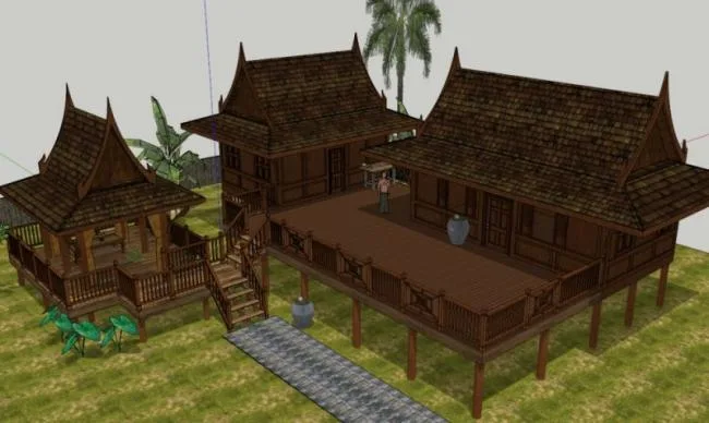 Sketchup别墅模型|度假小木屋，现代风格