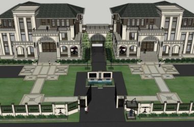 Sketchup别墅模型|双拼别墅，古典风格-BIM建筑网