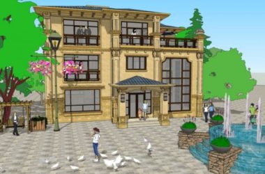 Sketchup别墅模型|独栋别墅，古典风格-BIM建筑网