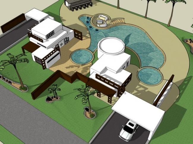 Sketchup别墅模型|独栋别墅，现代风格