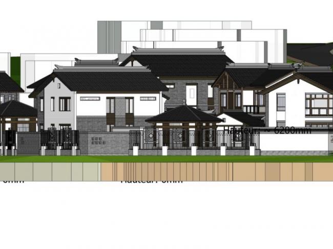 Sketchup别墅模型|别墅群，中式风格
