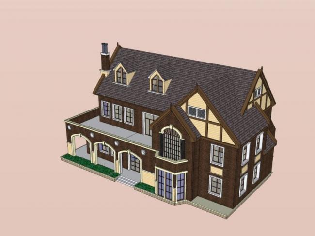 Sketchup别墅模型|独栋别墅，古典风格