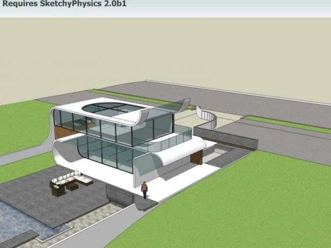 Sketchup别墅模型|独栋别墅，现代风格