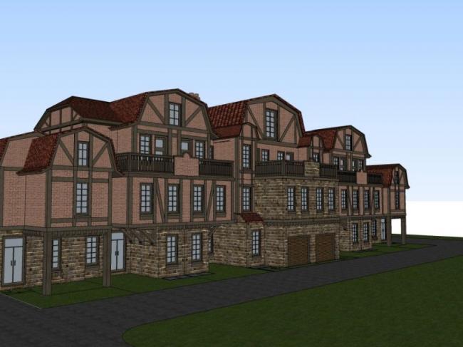 Sketchup别墅模型|联排别墅，古典风格