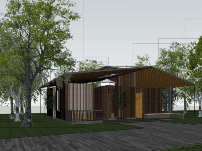 Sketchup别墅模型|亭子，现代风格