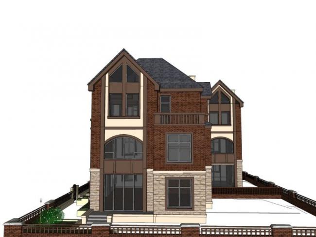 Sketchup别墅模型|联排别墅，现代风格