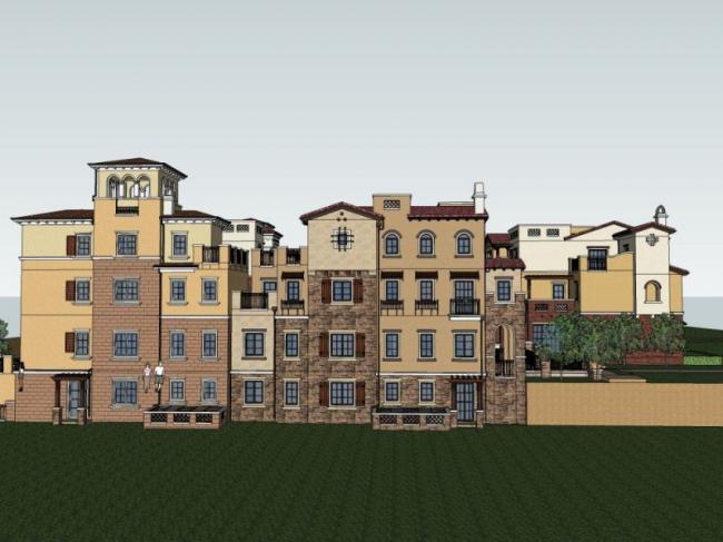 Sketchup别墅模型|别墅群，叠拼，现代风格