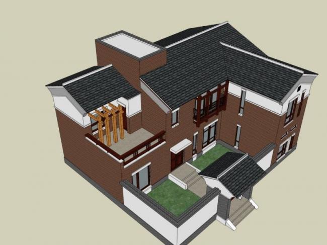 Sketchup别墅模型|独栋别墅，现代风格